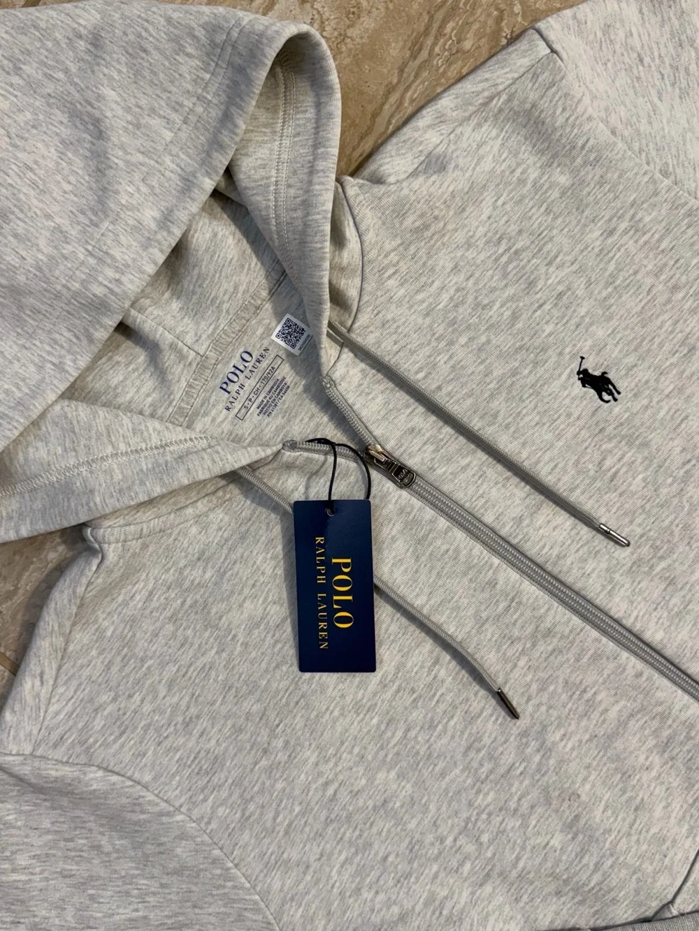 Ralph Lauren Heather Gray Full-Zip Hooded Sweatshirt